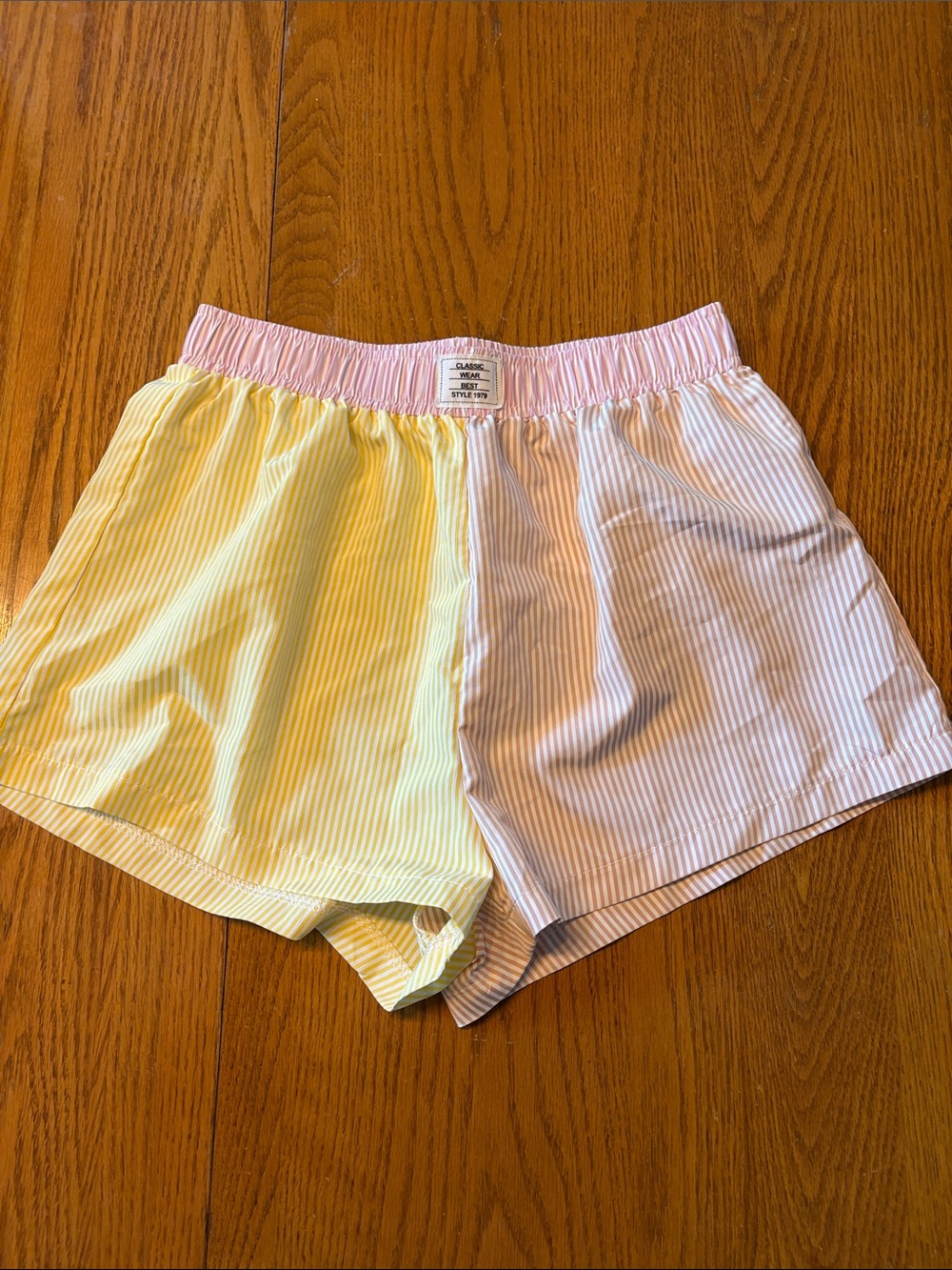 (5/$20) SHEIN Pastel Stripe Lounge Shorts in Pink, Yellow, White